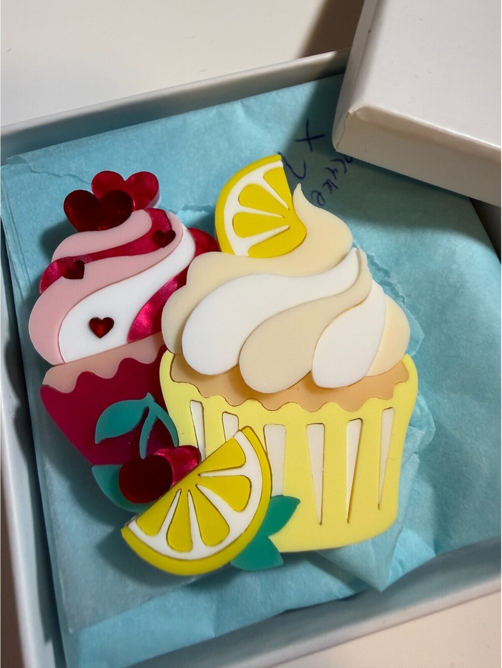 Double the Sweetness Brooch - Deer Arrow Cherry Lemon Cupcake Cake Cute Pin HTF